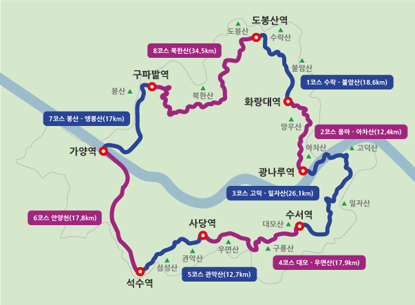 북한산 둘레길 산책 지도 이미지